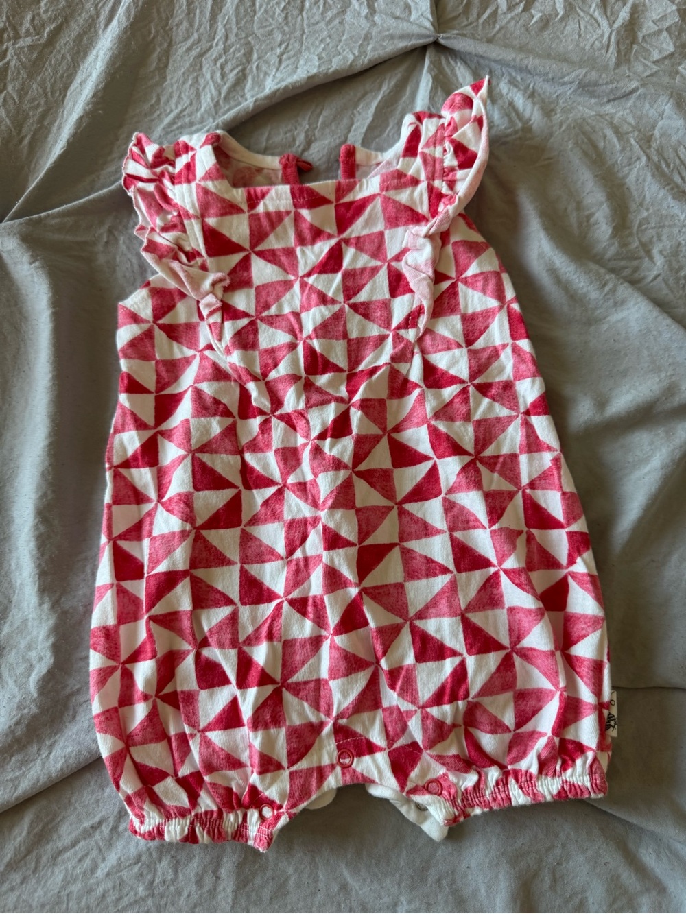 Burt’s Bees Baby Pink & White Geometric Baby Romper